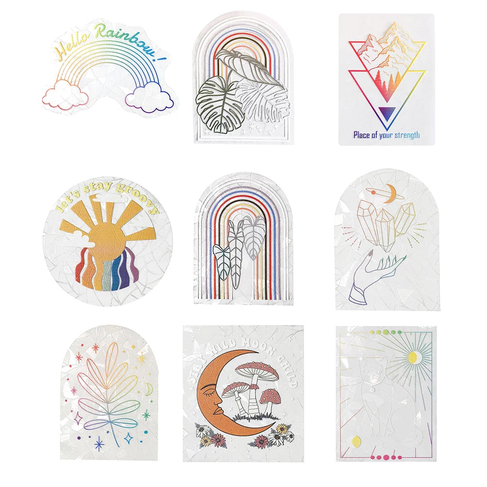 3D Rainbow Sun Catcher Window Film Sticker – Self-Adhesive PVC Light Catching Wall & Glass Decal for Home Decor & Motorcycle Styling