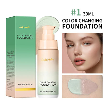 Color-Changing 4-in-1 Foundation – Moisturizing SPF 30+ Longwear Waterproof Makeup Base for Hydrating Travel Coverage
