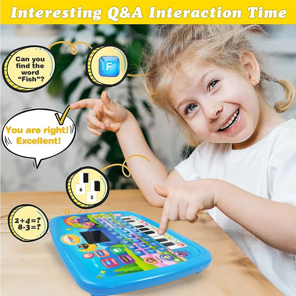 Kids Educational Tablet Toy - Interactive Literacy, Math & Music Learning Keyboard Gift for Ages 3+