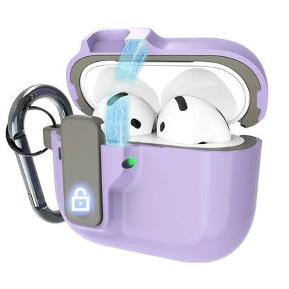Safety Lock Shockproof Case for AirPods 4 – Protective Wireless Earbuds Case with Cleaning Kit