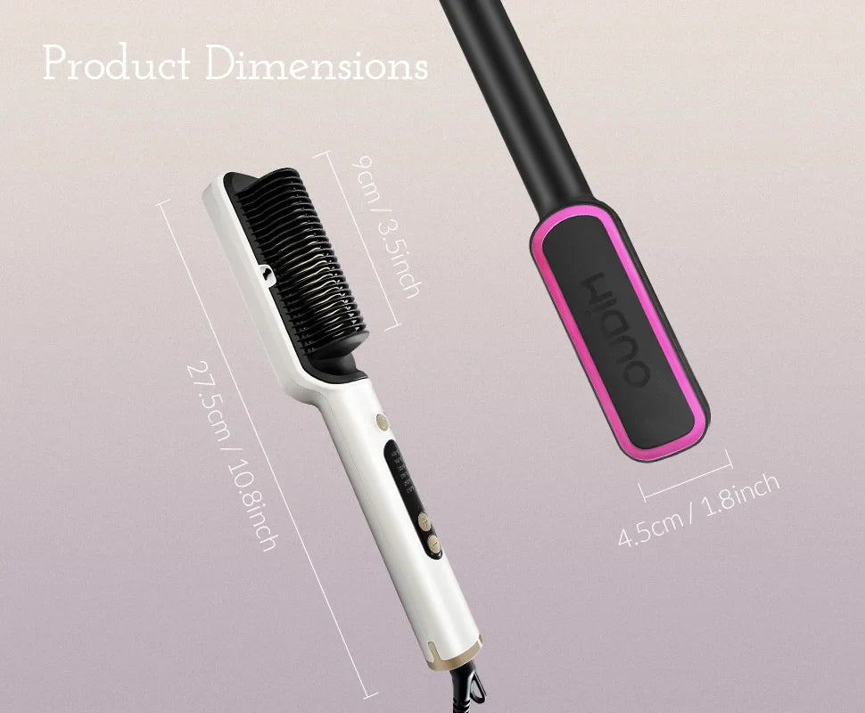 OUDIM Hair Straightener Brush – Ionic Flat Iron with 6 Temperature Settings, Anti-Scald Hair Styling Tool for Women