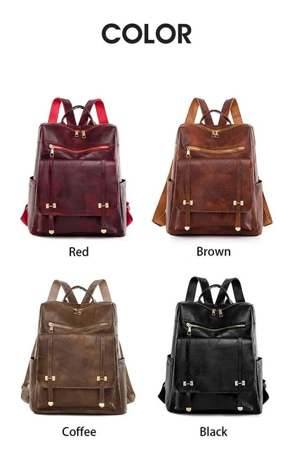 Vintage Women's Leather Backpack - Large Capacity, Daily Commute and Travel Bag, Perfect for Shopping