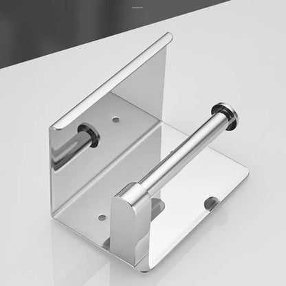 Stainless Steel Bathroom Paper Holder: No-Drill Wall Mount Toilet Roll Holder with Phone Slot - Convenient Home Paper Towel Holder for WC