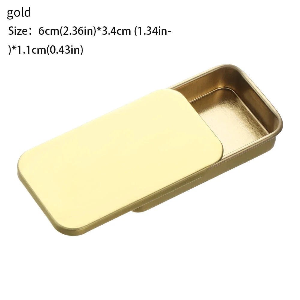 Metal Rectangular Mini Tin Box – Hinged Push-Top Candy, Pill & Small Storage Container