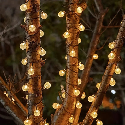 64FT Crystal Globe Solar String Lights: 1 Pack with 100 LED, 8 Lighting Modes - IP65 Solar Outdoor Lights for Halloween, Christmas Party