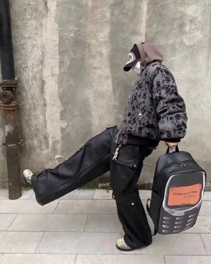2025 Vintage Telephone Bag – Y2K Aesthetic High-Capacity Streetwear Backpack for Women & Men