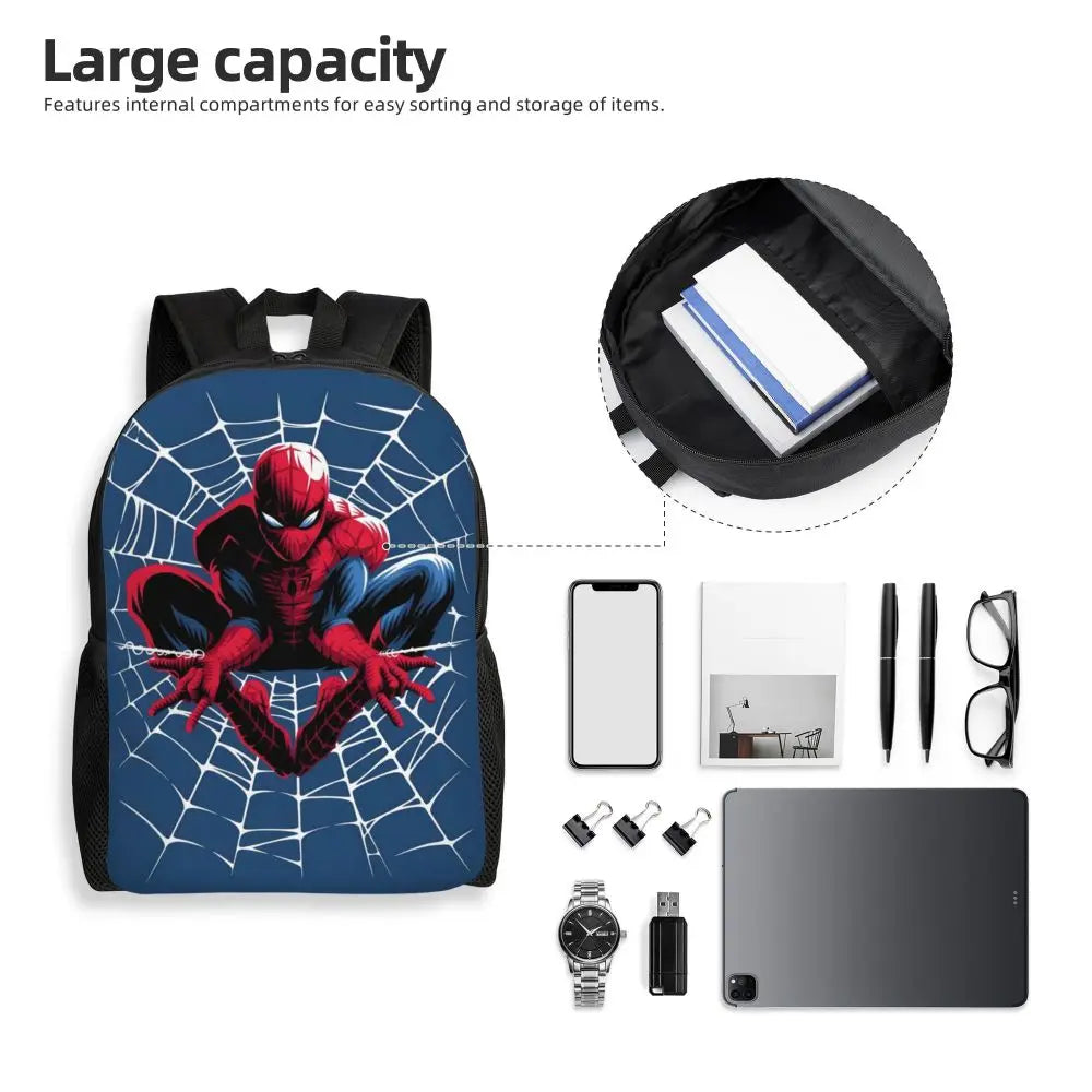 Custom Spider-Man Web Backpack – Water-Resistant School & College Bag for Men and Women