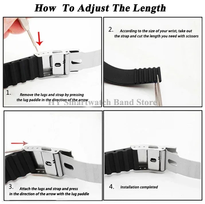 Quick Release Silicone Watch Strap 18–24mm – Sport Rubber Band for Huawei Watch GT2/3/4, Omega, Seiko, Fossil