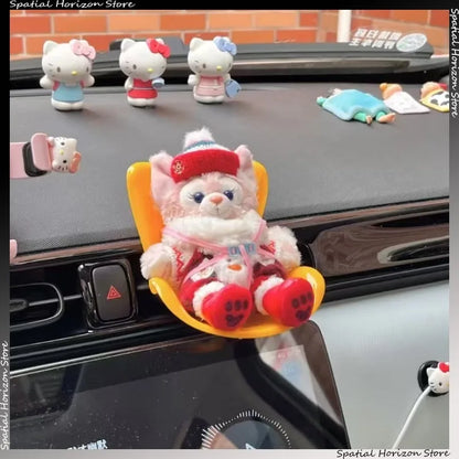 Mini Plush Doll Safety Seat – Kawaii Labubu Idol Car Ornament, Air Aromatherapy Decoration Accessories