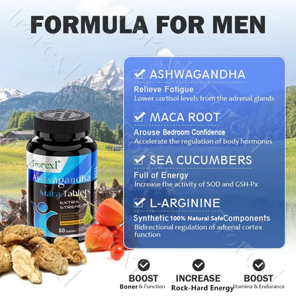 Ashwagandha Performance Support Supplement – Day & Night Formula for Energy, Endurance & Physical Vitality Optimization