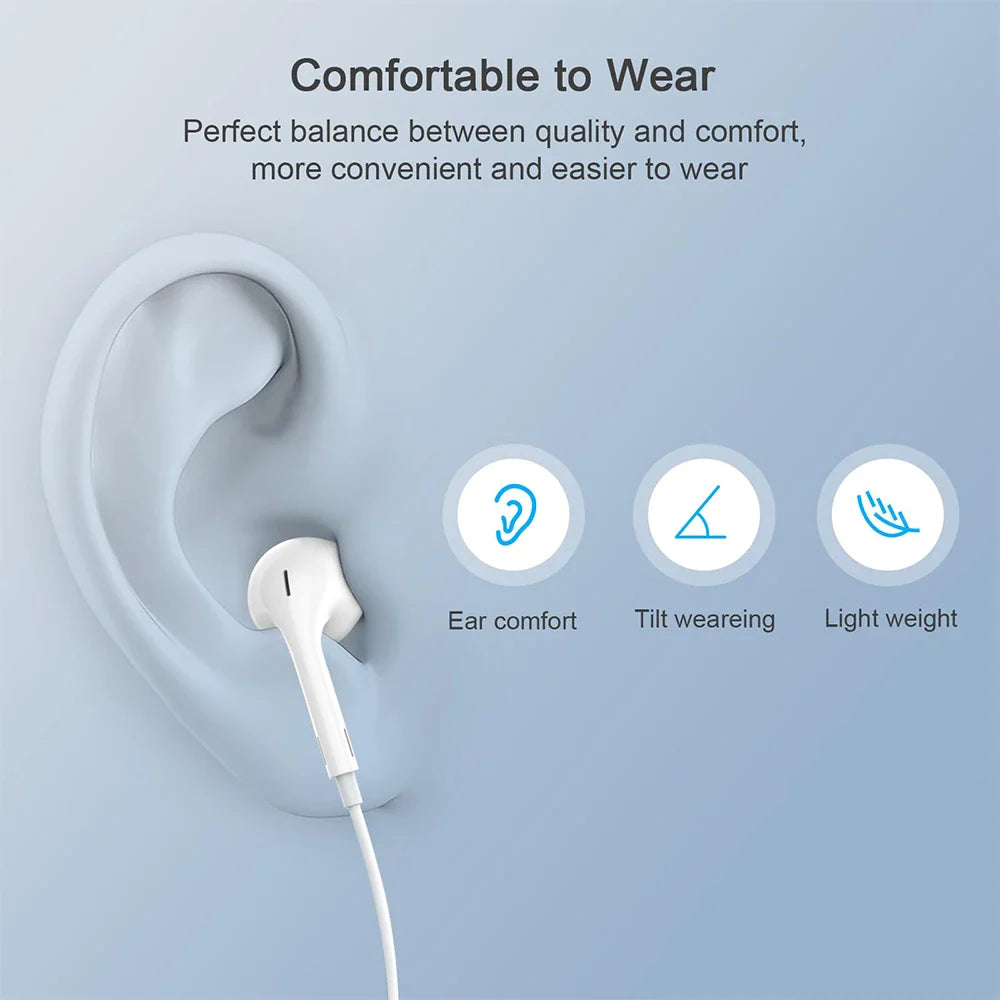 Original Wired Earphones – Compatible with iPhone 12-17, Samsung, Lightning, USB-C & 3.5mm Devices