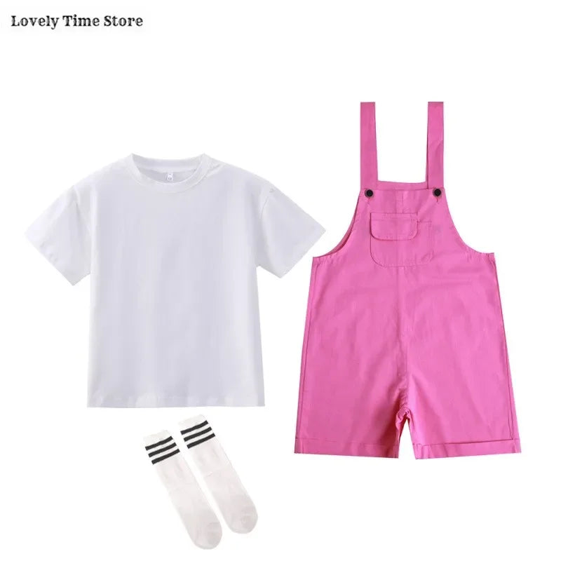 Kids Hip Hop Candy Color Overalls – Girls & Boys Suspender Shorts Jumpsuit Romper Streetwear