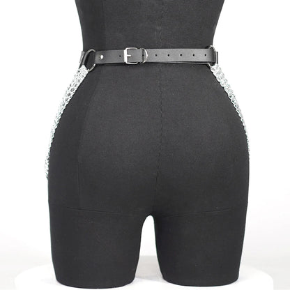 Sexy Women's Leg Chain Harness Garter Belt: Gothic Leather Waist & Thigh Corset Accessory - Enhance Your Gothic Clothing Style