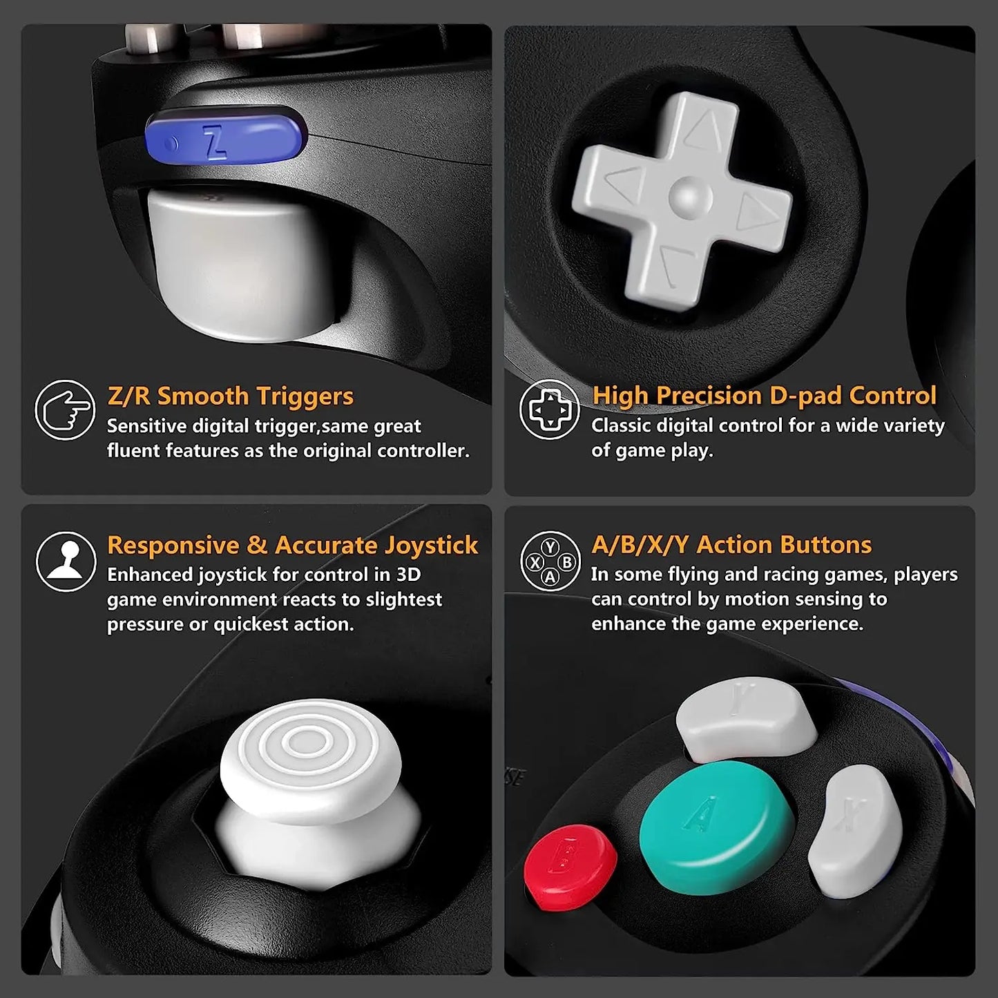 USB Wired Game Controller for Nintendo Switch, GameCube NGC/GC Port, PC – Switch Gaming Accessory