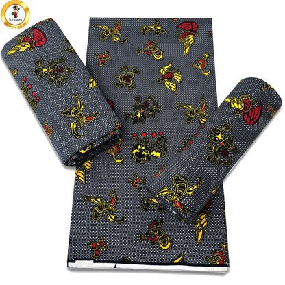 African Real Wax Print Fabric - 100% Cotton Soft Ankara Pagne Material for Dresses