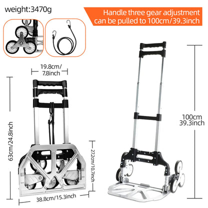 AIRAJ Aluminum Portable Folding Handcart — Ultra-Quiet Wear-Resistant Wheels, Ideal Gift for Parents & Family
