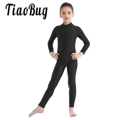 Kids Girls Full Body Gymnastics Bodysuit, Ballet Dance Jersey Leotard, Jumpsuit Sports Unitard, Children Dancewear and Sportswear