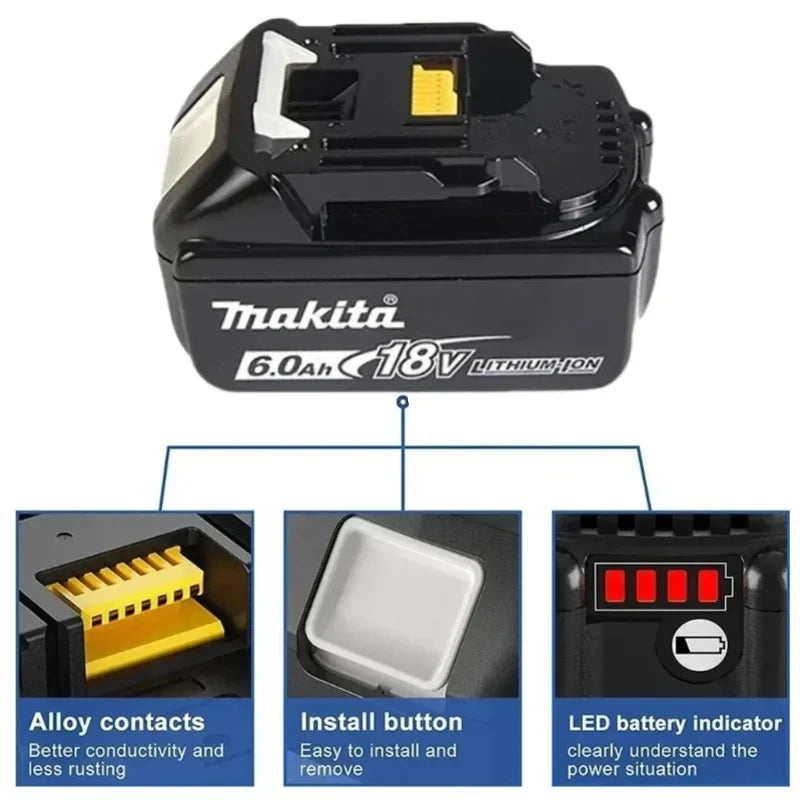 Genuine Makita 6AH BL1860 18V Li-Ion Battery — Replacement for BL1850 & BL1840, Compatible with 18V Screwdrivers, BMS TPCELL