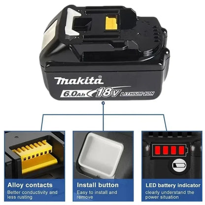 Genuine Makita 6AH BL1860 18V Li-Ion Battery — Replacement for BL1850 & BL1840, Compatible with 18V Screwdrivers, BMS TPCELL