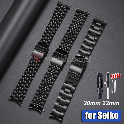 Curved End Stainless Steel Men’s Watch Band for Seiko 5 SKX007/SKX009 – 18mm/20mm/22mm Sport Jubilee Oyster Replacement Strap