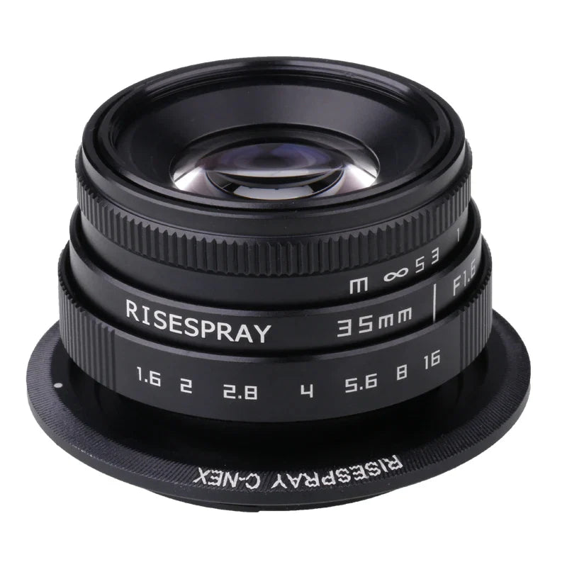 RISESPRAY 35mm F1.6 Manual Focus Prime Lens — Compatible with Canon EOS M, Nikon N1, Fuji C-FX, Sony NEX, Olympus Micro 4/3