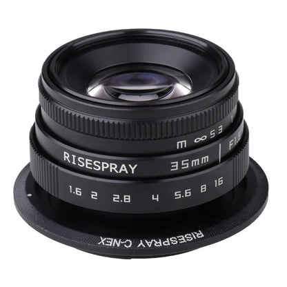 RISESPRAY 35mm F1.6 Manual Focus Prime Lens — Compatible with Canon EOS M, Nikon N1, Fuji C-FX, Sony NEX, Olympus Micro 4/3