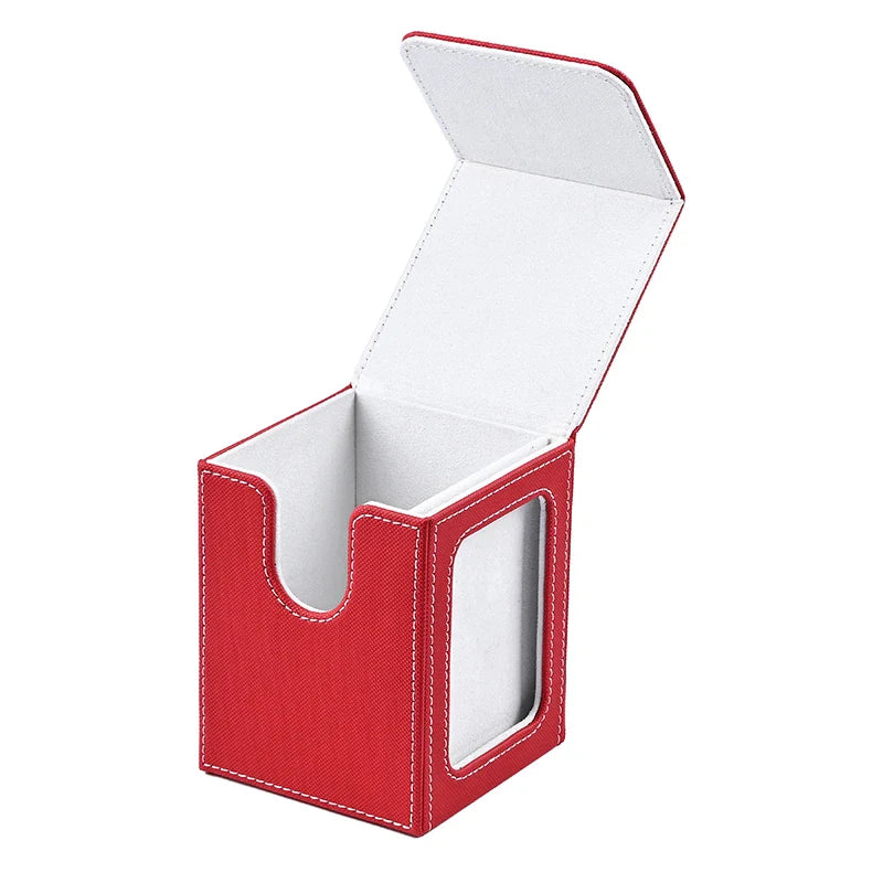 MTG Card Deck Box with Display Window – Magnetic PU Leather Storage for 120+ Single-Sleeved Trading Cards