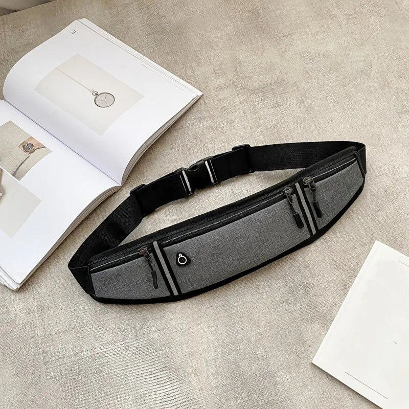 Waterproof Reflective Strip Waist Fanny Pack - Lightweight, Adjustable Elastic Straps - Ideal for Gym, Sports, and Running