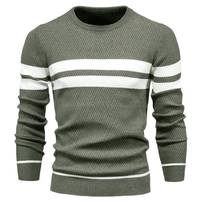 Men's Autumn Patchwork Sweater - O-Neck Long Sleeve Slim Fit Warm Casual Fashion Pullover Top