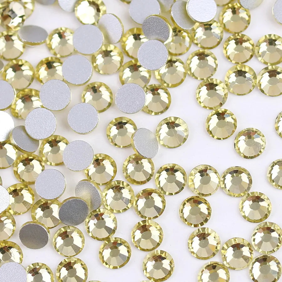 Glass Crystal Flatback Rhinestones Set SS6–SS30 – Non-Hotfix Round Glue-On Gems for Nail Art, DIY Crafts & Jewelry Decoration