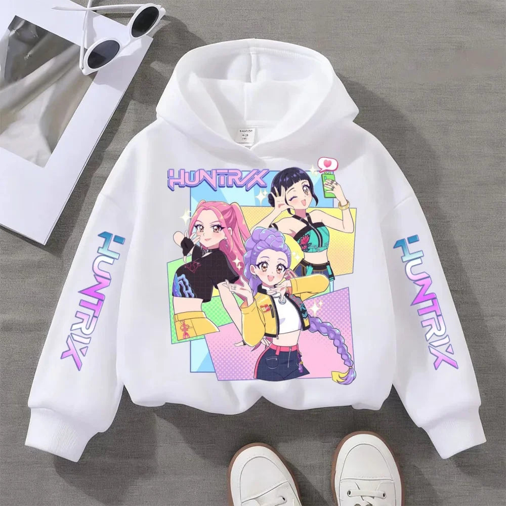 KPop Devil Hunter Printed Kids Hoodie – Autumn & Winter Warm Casual Sweatshirt for Boys & Girls