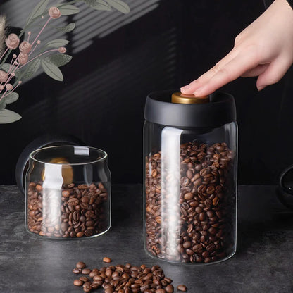 GIANXI Vacuum Sealed Glass Jug | Airtight Canister for Coffee Beans, Food Grains, Candy | Fresh Storage Jar Kitchen Accessory