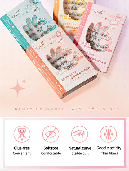 Yelix Self-Adhesive False Eyelashes — Reusable DIY Cluster Lashes, Glue-Free, Natural Soft