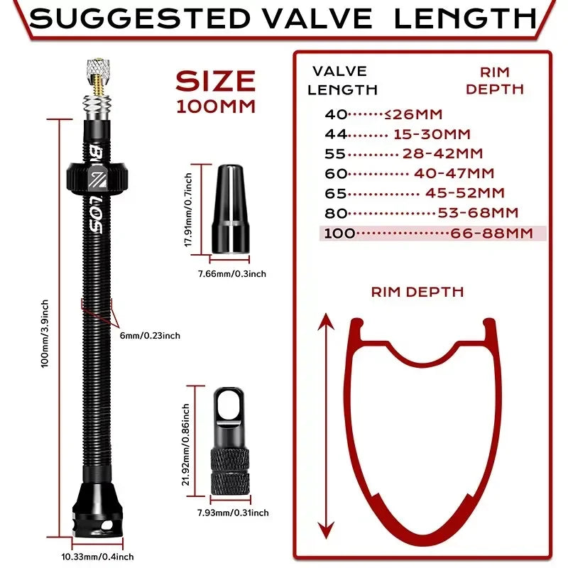 BUCKLOS Presta Tubeless Valve Stem 40/44/55/60mm — High-Quality Bike Tire Nipple for Road & MTB