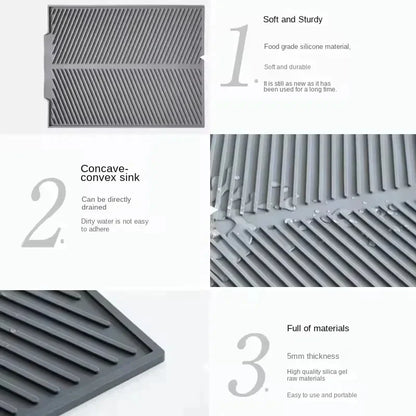 WCIC Silicone Draining Board Mat | S/M/L Folding Dish Drying Pad, Heat Resistant, Eco-Friendly for Pots & Cups