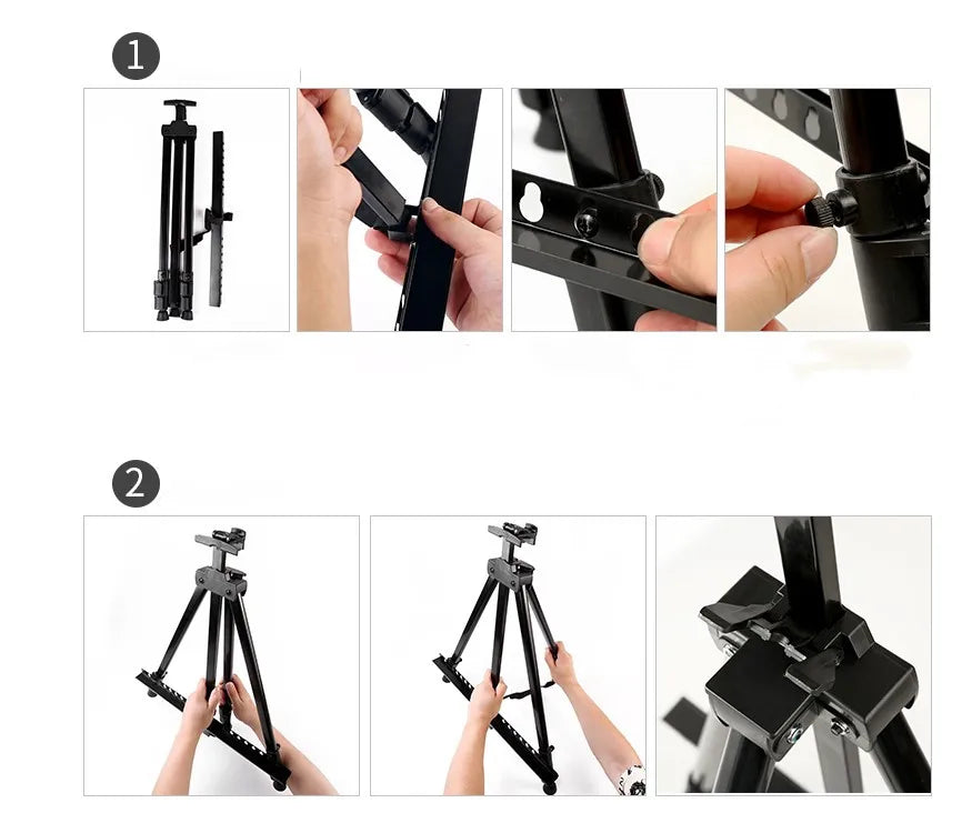 Portable Adjustable Metal Sketch Easel — Foldable Travel Art Stand with Bag for Artists & Outdoor Use