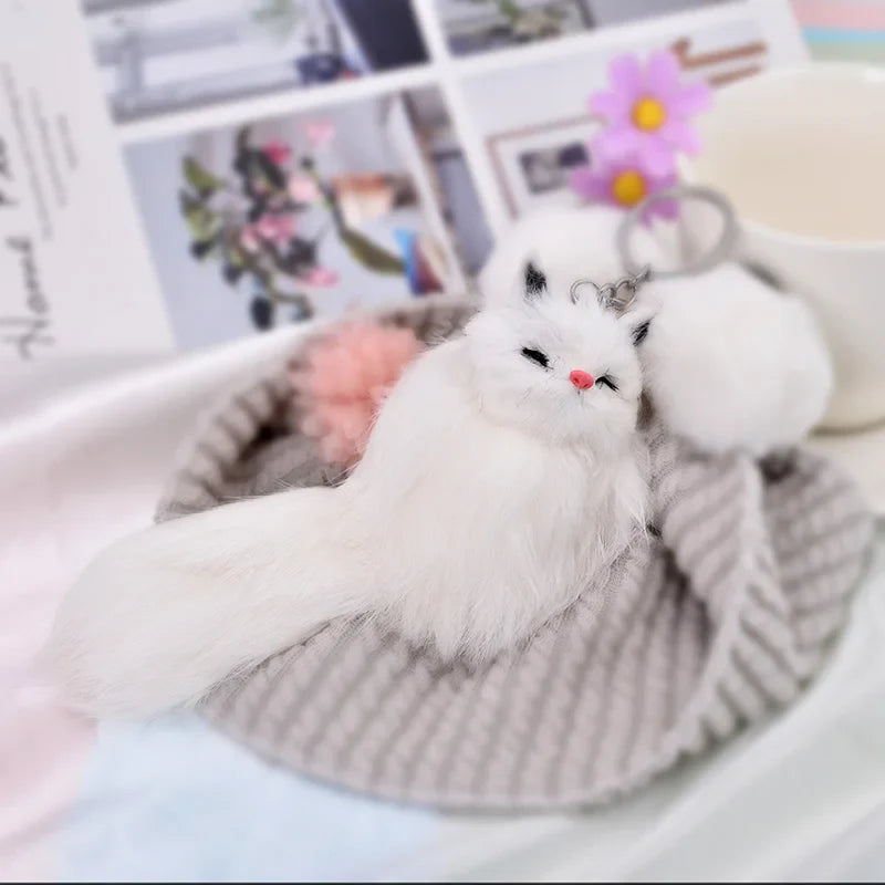 Fluffy Cartoon Fox Keychain – Cute Personalized Key Rings for Kids, Women, Car & Bag Accessories