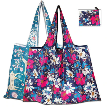 Portable Foldable Shopping Bag – Large Capacity Nylon Tote with Fashion Prints, Lightweight Reusable Travel & Grocery Essential Bag