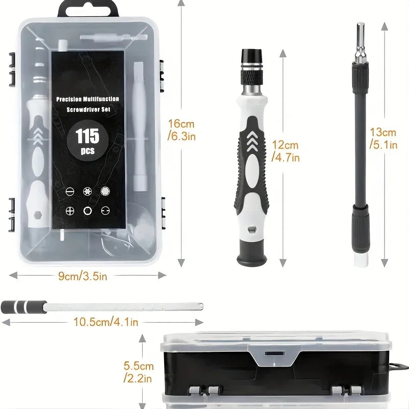 115-in-1 Precision Screwdriver Set: Magnetic Mini Screw Nuts Bits, Multifunction Household Repair Tools Kit