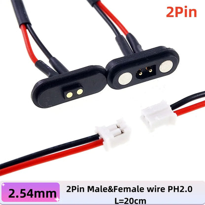 2A Waterproof Magnetic Pogo Pin Connector – 2.54mm Spring-Loaded DC Power Socket, 2-6 Positions