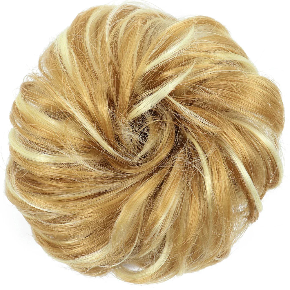 Azqueen Synthetic Messy Bun Chignon – Gray Brown Hair Bun Pad with Elastic Rope & Rubber Band Hair Extensions