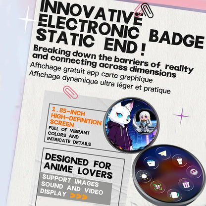 E-Badge Intelligent Anime Electronic Pin - Dynamic Animation Display Trendy Brooch Gift