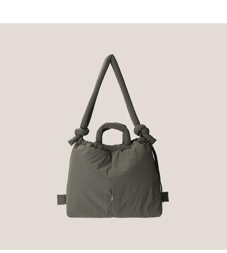 2023 Casual Nylon Padded Tote Bag – Soft Puffer Shoulder & Crossbody Handbag for Women, Large Capacity Vintage Design