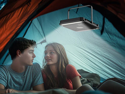 Warmco D4 Portable Desk Fan – 8" Rechargeable Camping Fan with 20000mAh Battery, Light, 48H Runtime, Silent Operation, Digital Display