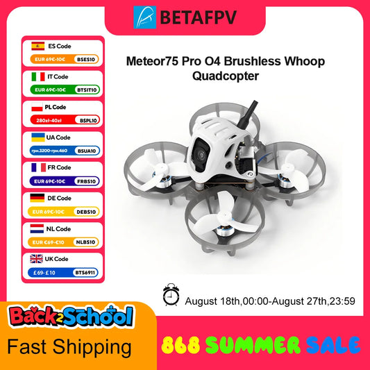 BETAFPV Meteor75 Pro O4 Brushless Whoop Quadcopter – ELRS 2.4G, 1S Matrix 3-in-1 HD FC PNP (No HD VTX) / DJI O4 Version