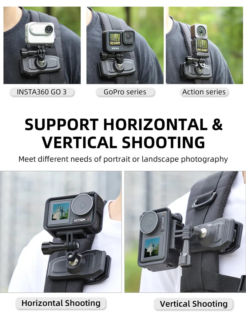 Magnetic 360° Rotary Action Camera Mount Clip – Hat, Belt & Backpack Clamp Holder for DJI Osmo Action 6/5 Pro/4, GoPro 13/12/11/10/9 Accessories