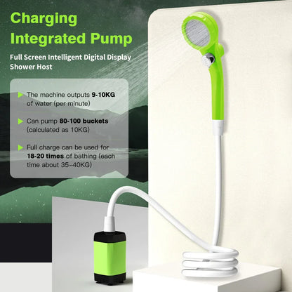Camping Shower Pump Kit – RV & Outdoor Shower with Digital Display, Adjustable Full-Screen Shower for Backyard