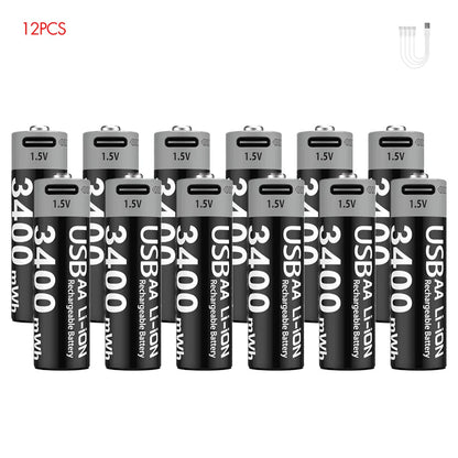 MATOV USB Rechargeable Li-ion AA 3400mWh & AAA 1100mWh 1.5V Batteries Pack
