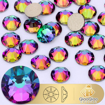 QIAO 2088 Crystal Nail Art Rhinestones — Flat Back Non-Hotfix Strass for DIY Nail Decorations (8 Big + 8 Small)