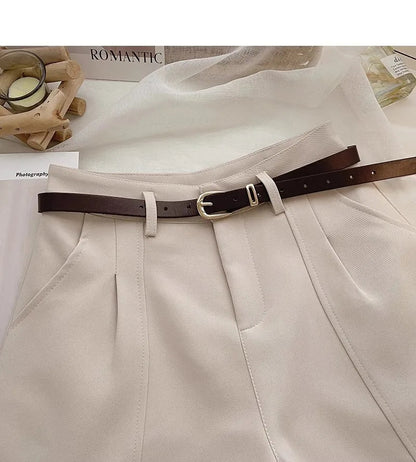 Casual Women’s A-Line Shorts — Vintage Solid High Waist Office & Streetwear Summer Trousers